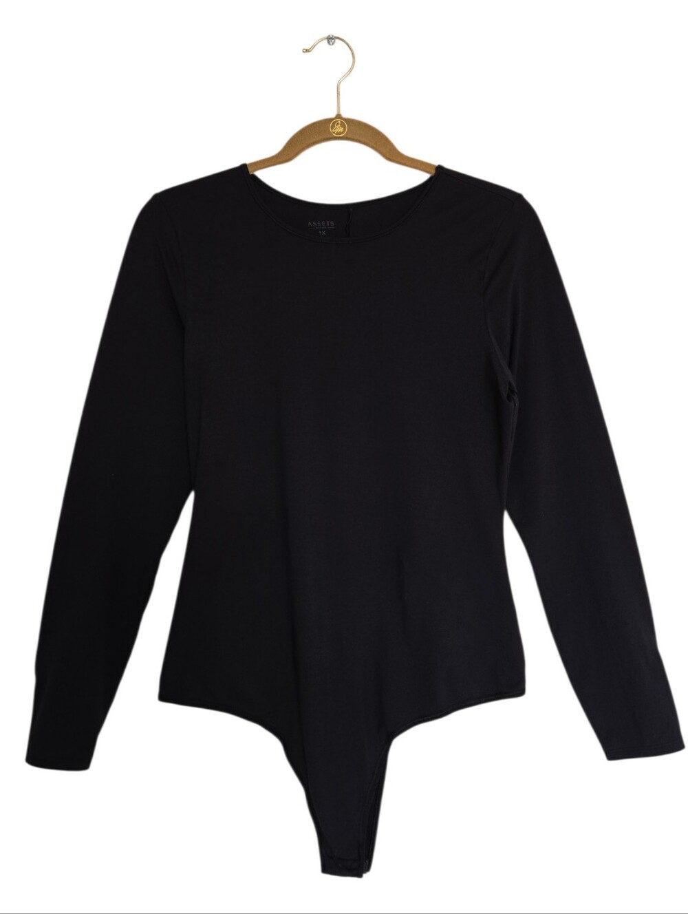 Spanx Assets Long Sleeve Black Bodysuit Women's Size 1X Plus Size